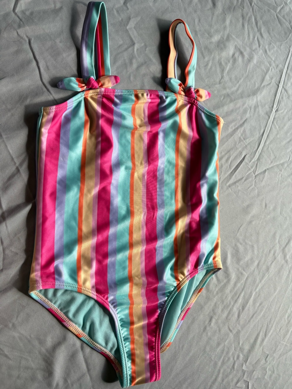 Wonder Nation Multi Color Striped Girls' One-Piece Swimsuit Size M(7/8)